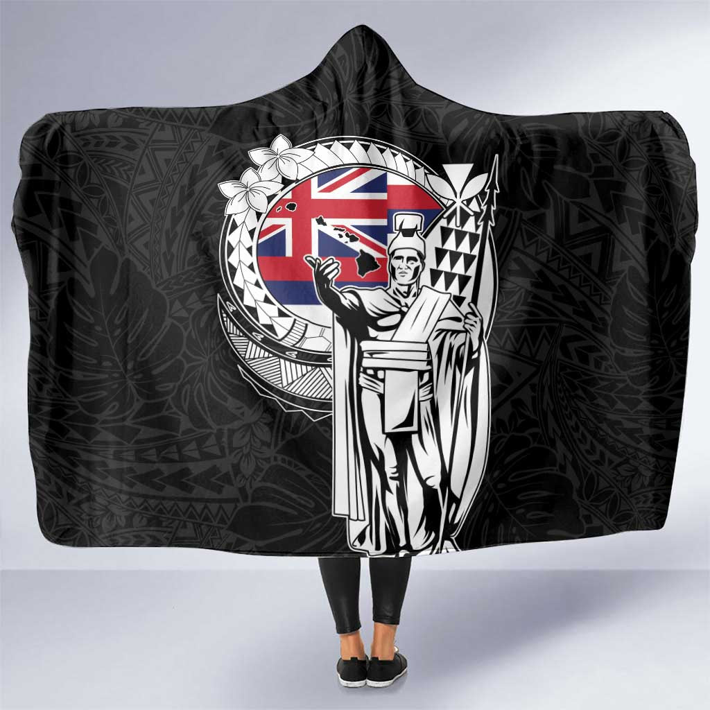 Hawaii King Kamehameha Hooded Blanket Flag Polynesian Pattern