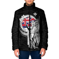 Personalized Hawaii King Kamehameha Padded Jacket Flag Polynesian Pattern LT01 Men Black - Polynesian Pride