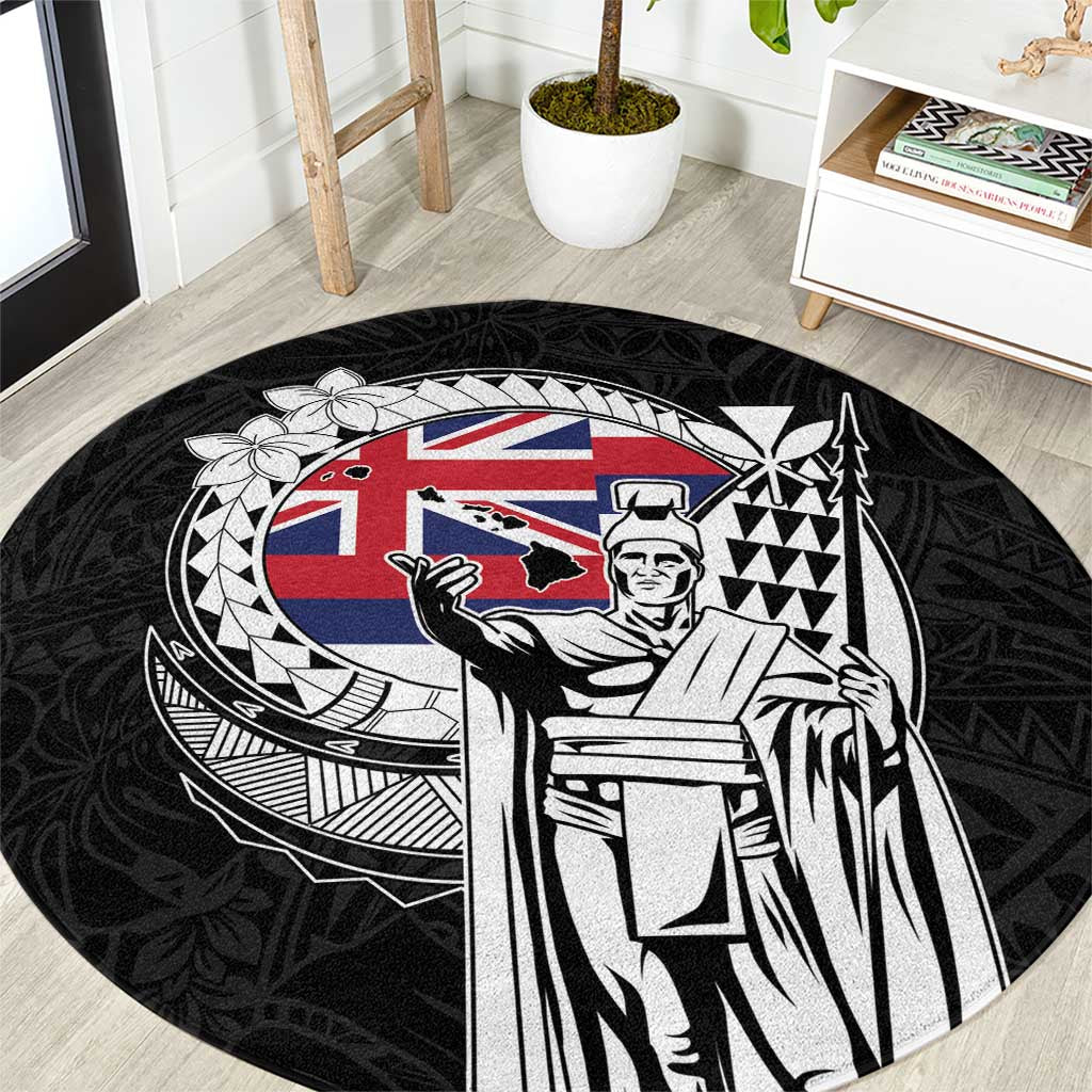 Hawaii King Kamehameha Round Carpet Flag Polynesian Pattern