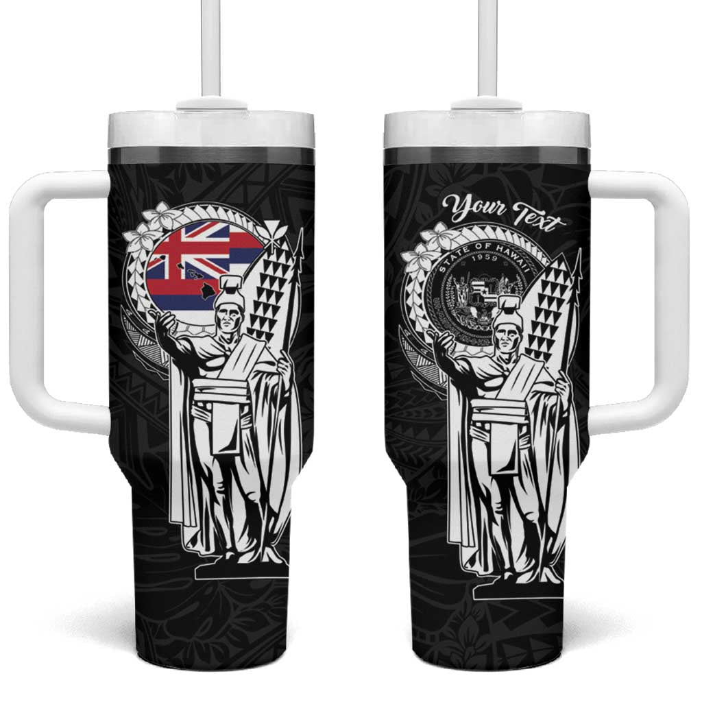 Personalized Hawaii King Kamehameha Tumbler With Handle Flag Polynesian Pattern