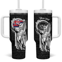 Personalized Hawaii King Kamehameha Tumbler With Handle Flag Polynesian Pattern