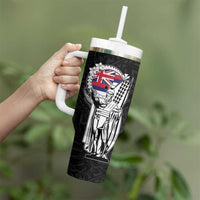 Personalized Hawaii King Kamehameha Tumbler With Handle Flag Polynesian Pattern