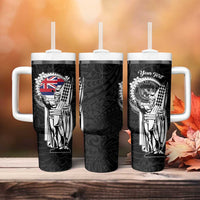 Personalized Hawaii King Kamehameha Tumbler With Handle Flag Polynesian Pattern