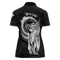 Personalized Hawaii King Kamehameha Women Polo Shirt Flag Polynesian Pattern