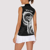 Personalized Hawaii King Kamehameha Women Sleeveless Polo Shirt Flag Polynesian Pattern