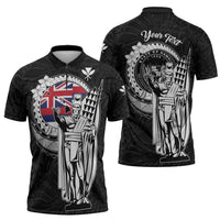 Personalized Hawaii King Kamehameha Zipper Polo Shirt Flag Polynesian Pattern