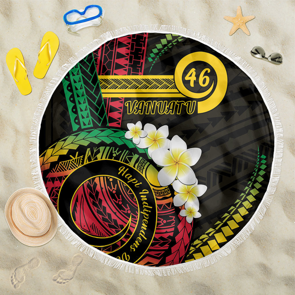 Vanuatu Independence Day Beach Blanket Yumi 46th Hapi Indipendens Dei LT01 One Size 150cm Black - Polynesian Pride
