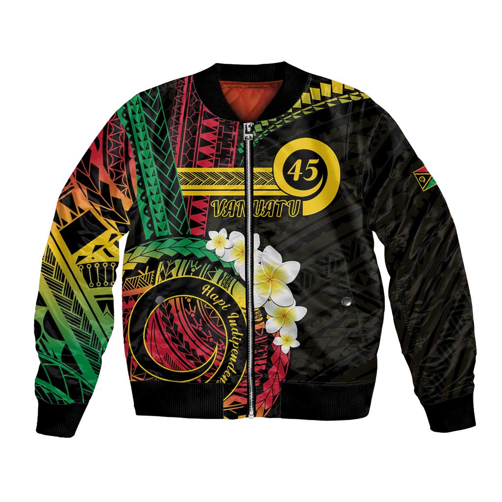 Vanuatu Independence Day Bomber Jacket Yumi 46th Hapi Indipendens Dei LT01 Unisex Black - Polynesian Pride