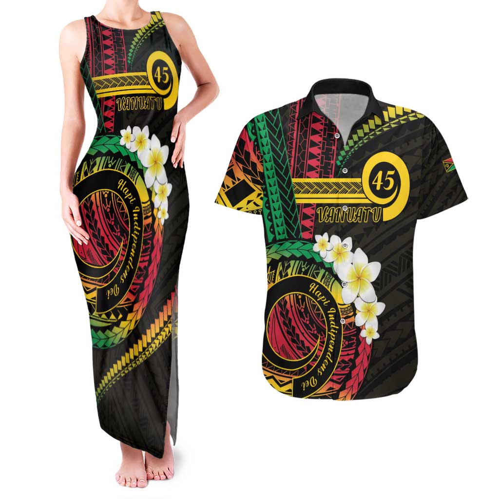 Vanuatu Independence Day Couples Matching Tank Maxi Dress and Hawaiian Shirt Yumi 45th Hapi Indipendens Dei LT01