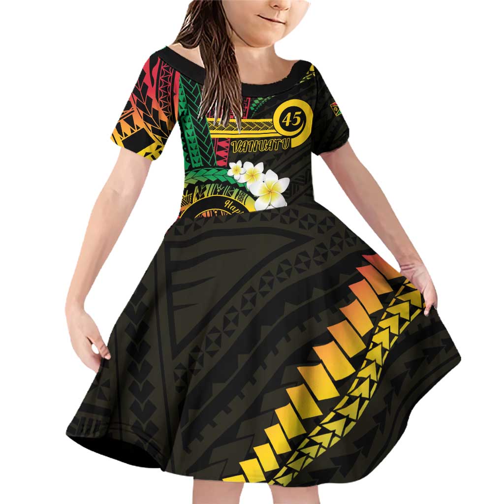 Vanuatu Independence Day Family Matching Off Shoulder Short Dress and Hawaiian Shirt Yumi 45th Hapi Indipendens Dei LT01