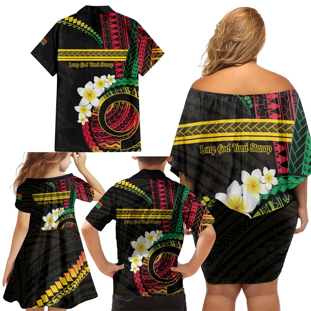 Vanuatu Independence Day Family Matching Off Shoulder Short Dress and Hawaiian Shirt Yumi 45th Hapi Indipendens Dei LT01