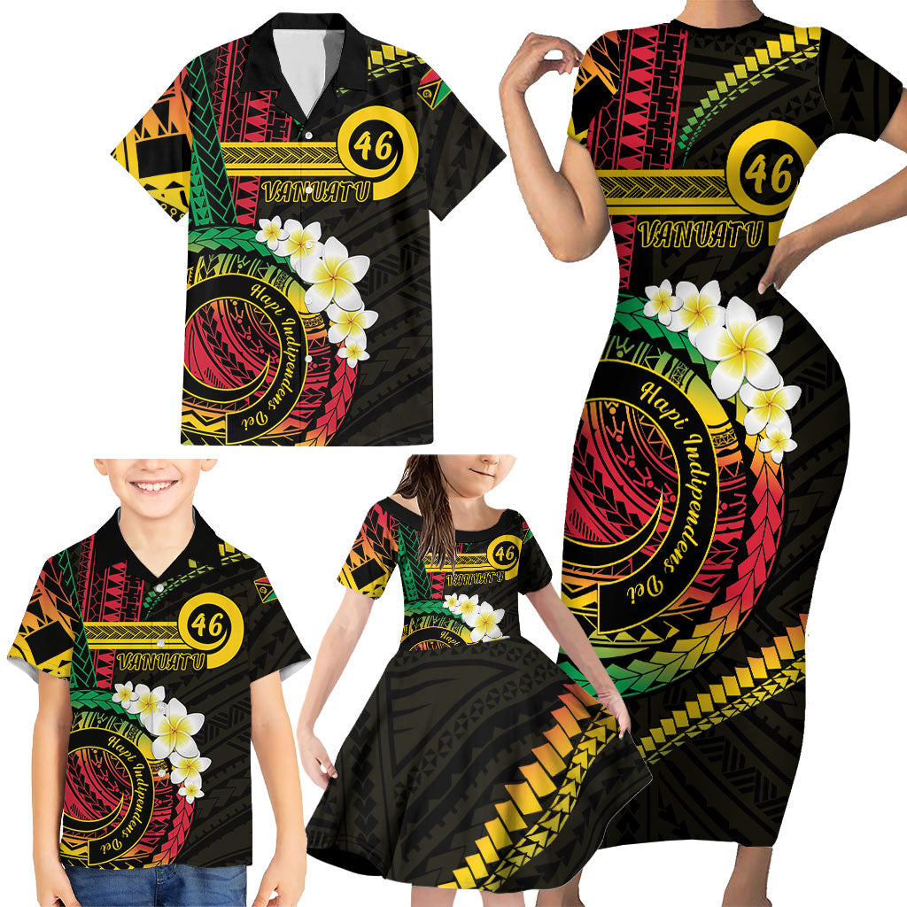 Vanuatu Independence Day Family Matching Short Sleeve Bodycon Dress and Hawaiian Shirt Yumi 46th Hapi Indipendens Dei LT01 - Polynesian Pride