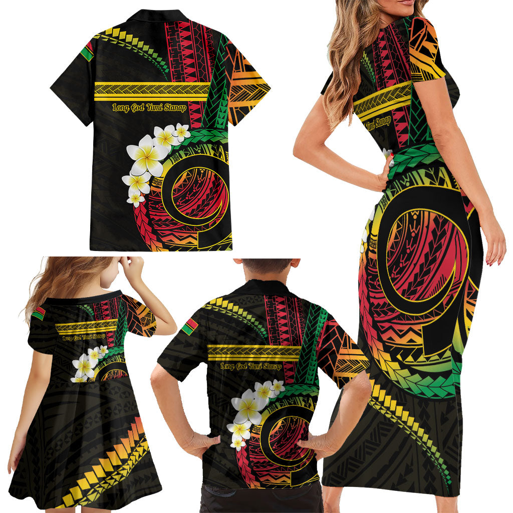 Vanuatu Independence Day Family Matching Short Sleeve Bodycon Dress and Hawaiian Shirt Yumi 46th Hapi Indipendens Dei LT01 - Polynesian Pride