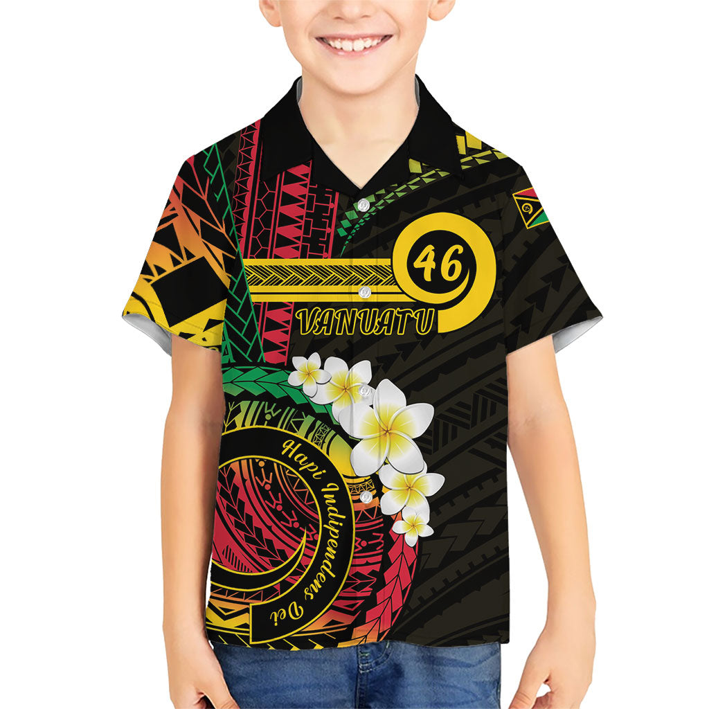 Vanuatu Independence Day Family Matching Short Sleeve Bodycon Dress and Hawaiian Shirt Yumi 46th Hapi Indipendens Dei LT01 Son's Shirt Black - Polynesian Pride