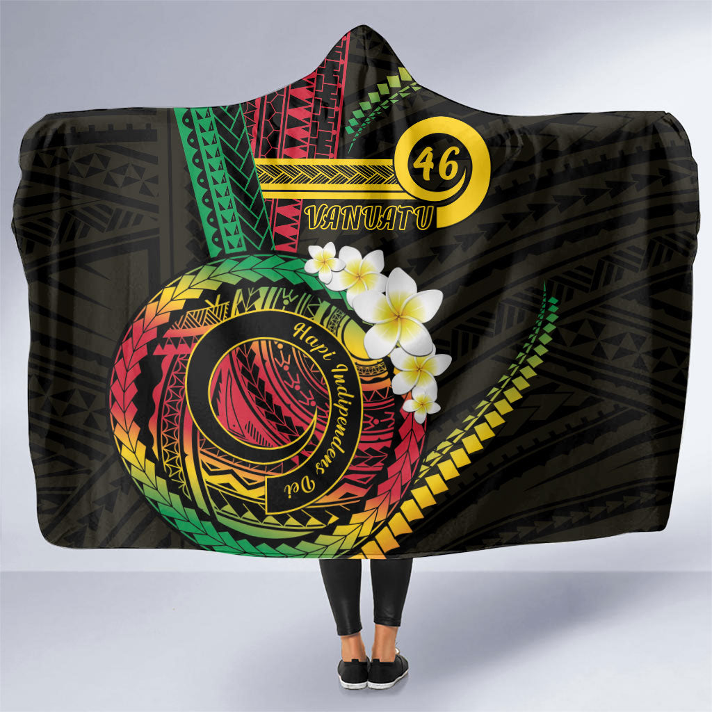 Vanuatu Independence Day Hooded Blanket Yumi 46th Hapi Indipendens Dei LT01 One Size Black - Polynesian Pride