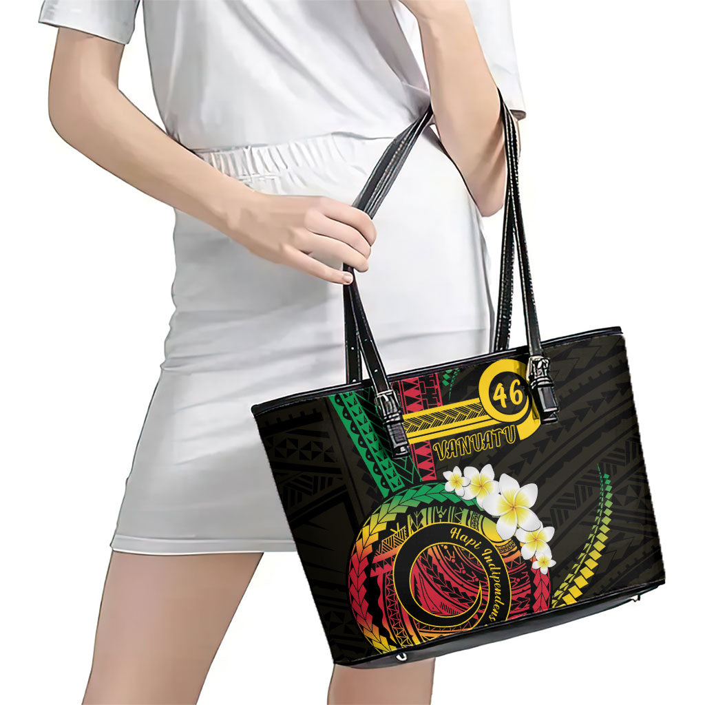 Vanuatu Independence Day Leather Tote Bag Yumi 46th Hapi Indipendens Dei LT01 - Polynesian Pride