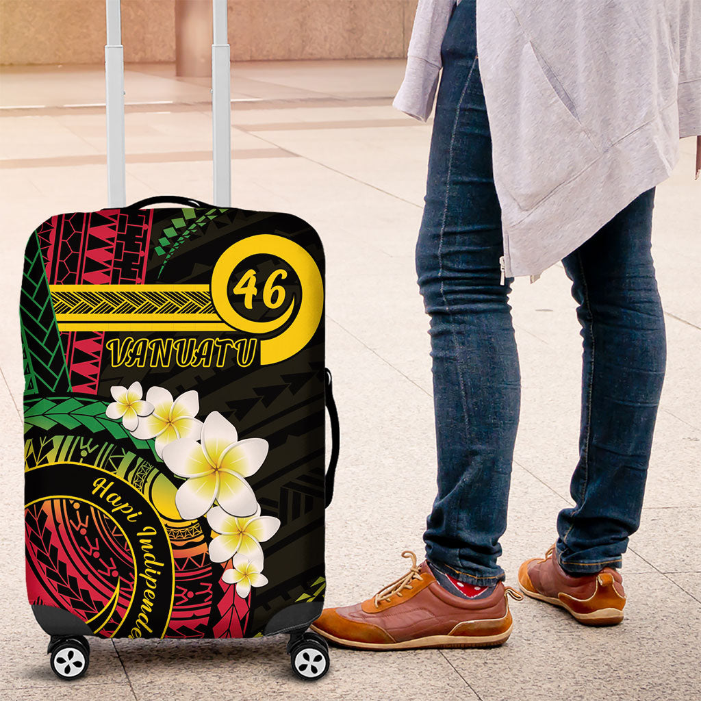 Vanuatu Independence Day Luggage Cover Yumi 46th Hapi Indipendens Dei LT01 Black - Polynesian Pride