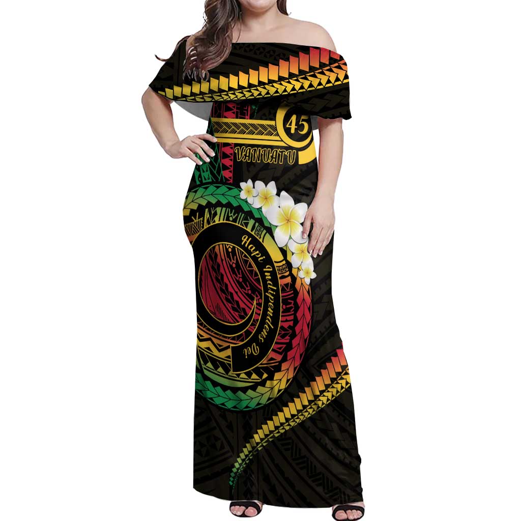 Vanuatu Independence Day Off Shoulder Maxi Dress Yumi 45th Hapi Indipendens Dei LT01