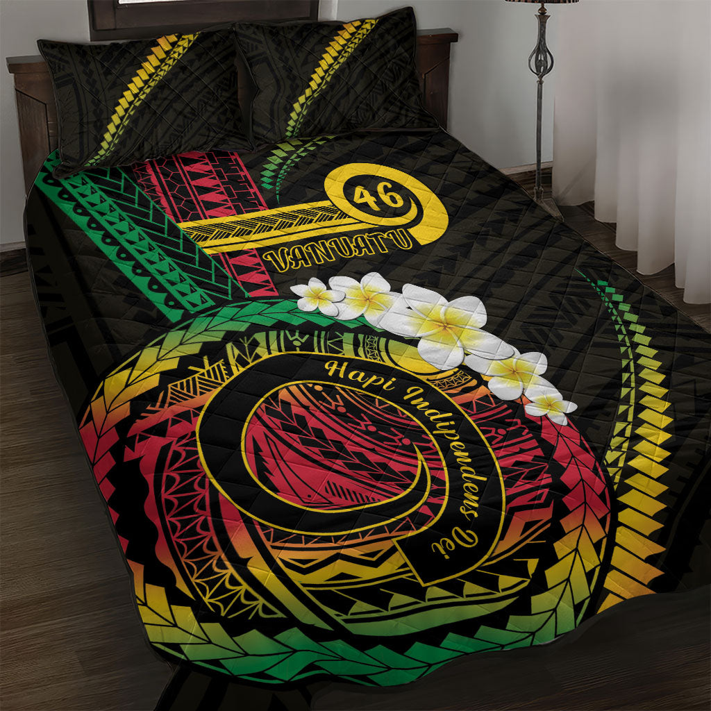 Vanuatu Independence Day Quilt Bed Set Yumi 46th Hapi Indipendens Dei LT01 Black - Polynesian Pride