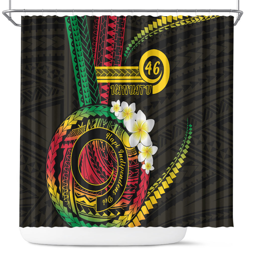 Vanuatu Independence Day Shower Curtain Yumi 46th Hapi Indipendens Dei LT01 Black - Polynesian Pride
