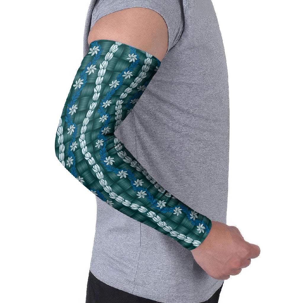Pikake Maile Tiare Lei Arm Sleeves Polu Lauhala Pattern