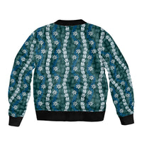 Pikake Maile Tiare Lei Bomber Jacket Polu Lauhala Pattern