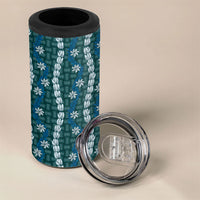 Pikake Maile Tiare Lei 4 in 1 Can Cooler Tumbler Polu Lauhala Pattern