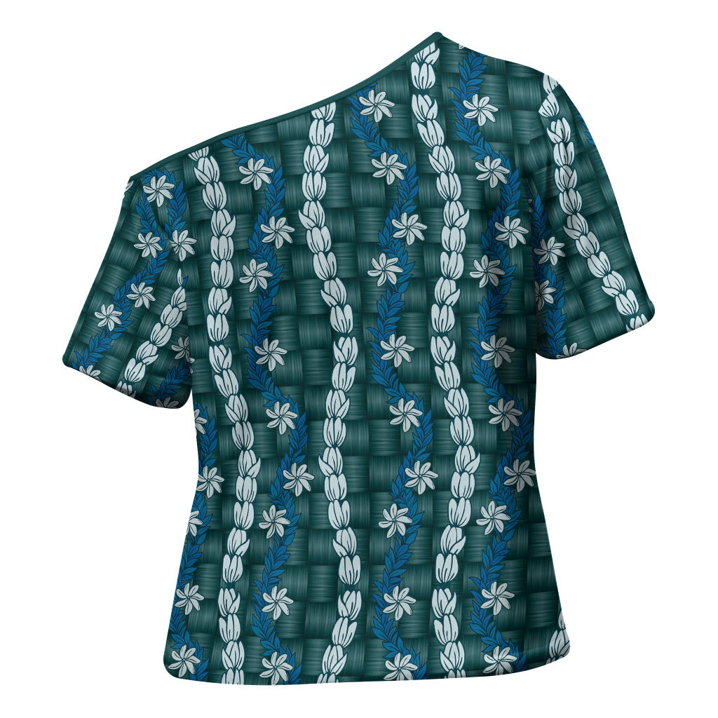 Pikake Maile Tiare Lei Cross Shoulder Shirt Polu Lauhala Pattern
