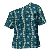 Pikake Maile Tiare Lei Cross Shoulder Shirt Polu Lauhala Pattern