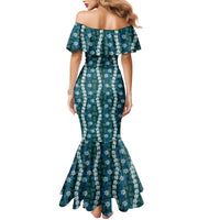 Pikake Maile Tiare Lei Family Matching Mermaid Dress and Hawaiian Shirt Polu Lauhala Pattern