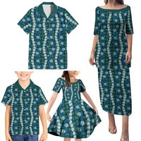 Pikake Maile Tiare Lei Family Matching Puletasi and Hawaiian Shirt Polu Lauhala Pattern