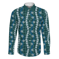 Pikake Maile Tiare Lei Family Matching Short Sleeve Bodycon Dress and Hawaiian Shirt Polu Lauhala Pattern