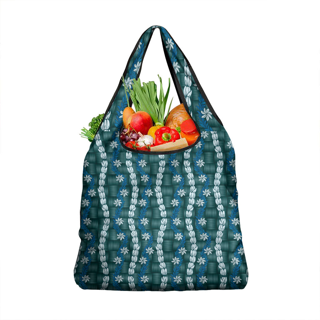 Pikake Maile Tiare Lei Grocery Bag Polu Lauhala Pattern