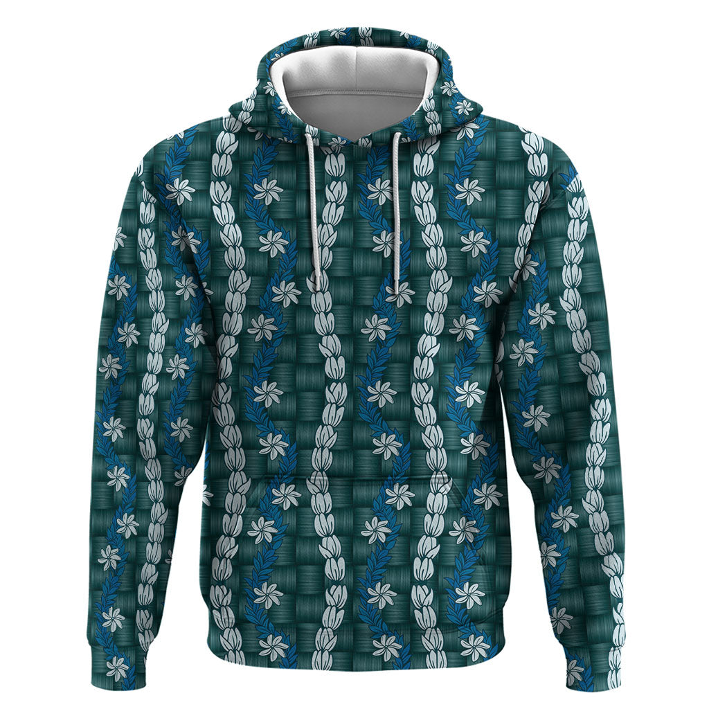 Pikake Maile Tiare Lei Hoodie Polu Lauhala Pattern