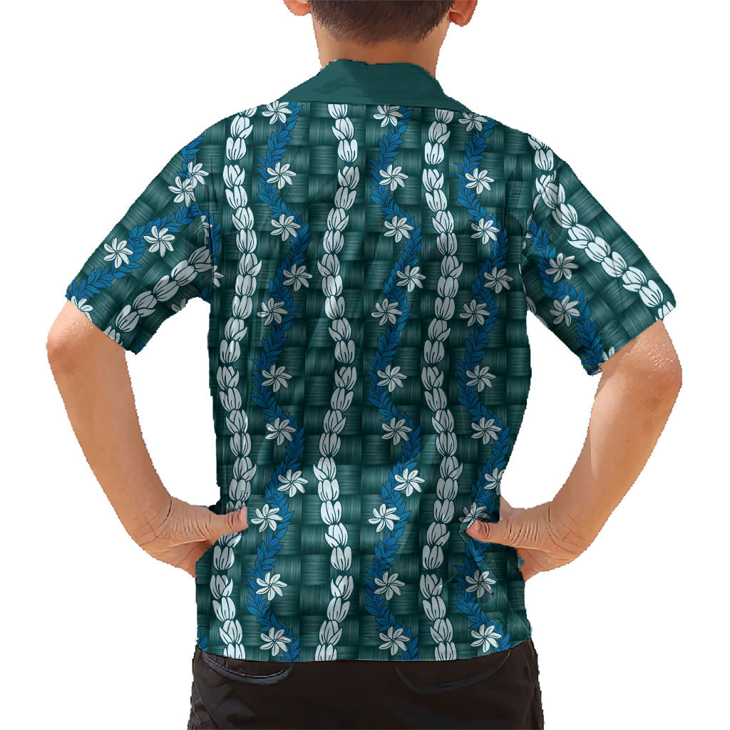 Pikake Maile Tiare Lei Kid Hawaiian Shirt Polu Lauhala Pattern