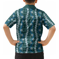 Pikake Maile Tiare Lei Kid Hawaiian Shirt Polu Lauhala Pattern LT01 - Polynesian Pride
