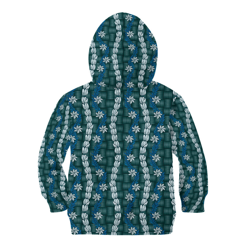 Pikake Maile Tiare Lei Kid Hoodie Polu Lauhala Pattern