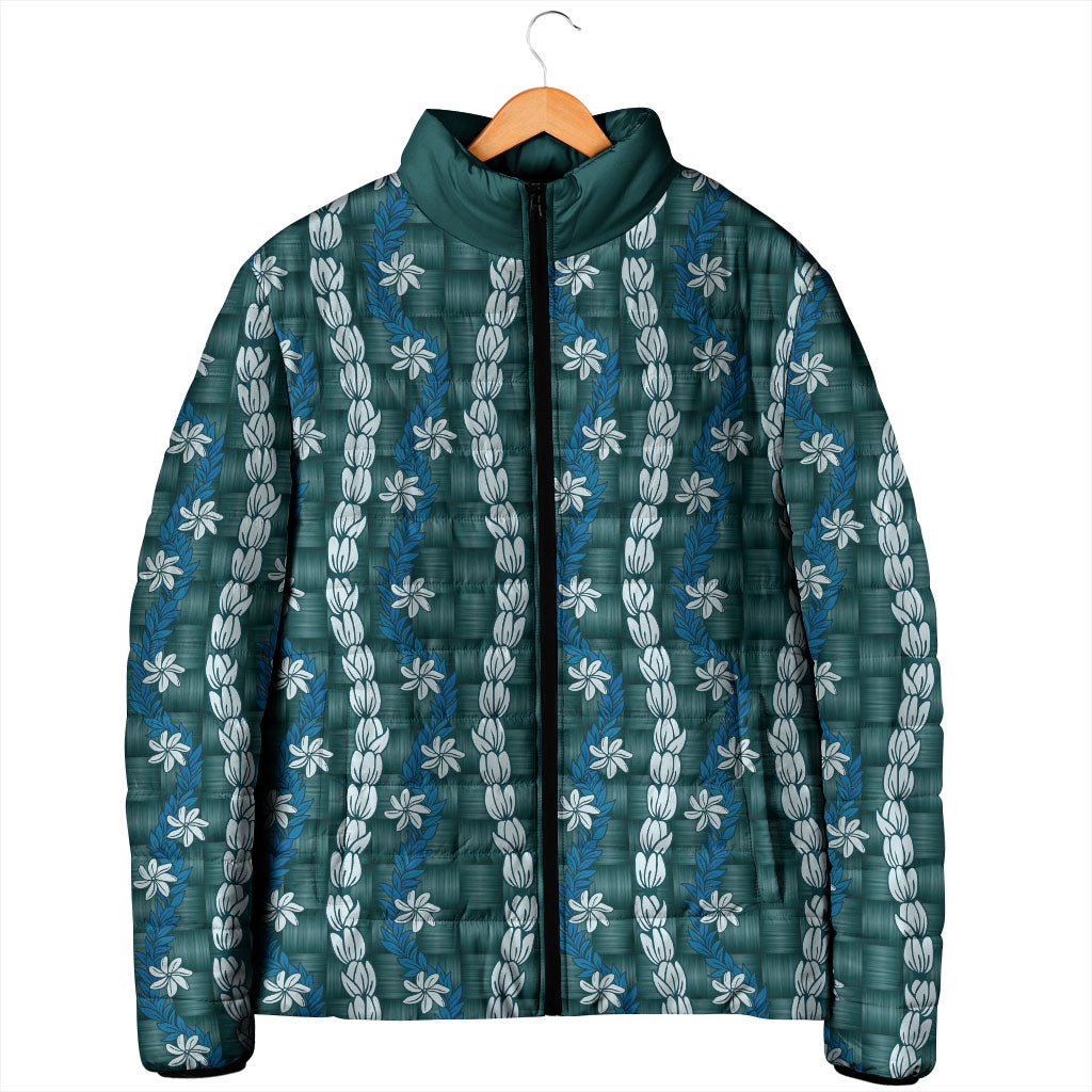 Pikake Maile Tiare Lei Padded Jacket Polu Lauhala Pattern