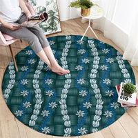 Pikake Maile Tiare Lei Round Carpet Polu Lauhala Pattern
