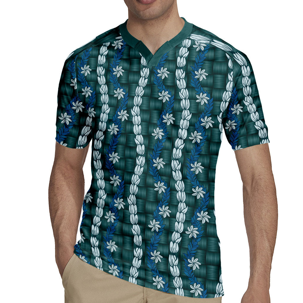 Pikake Maile Tiare Lei Rugby Jersey Polu Lauhala Pattern