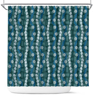 Pikake Maile Tiare Lei Shower Curtain Polu Lauhala Pattern