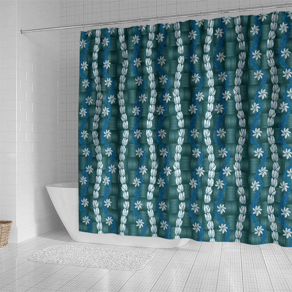 Pikake Maile Tiare Lei Shower Curtain Polu Lauhala Pattern