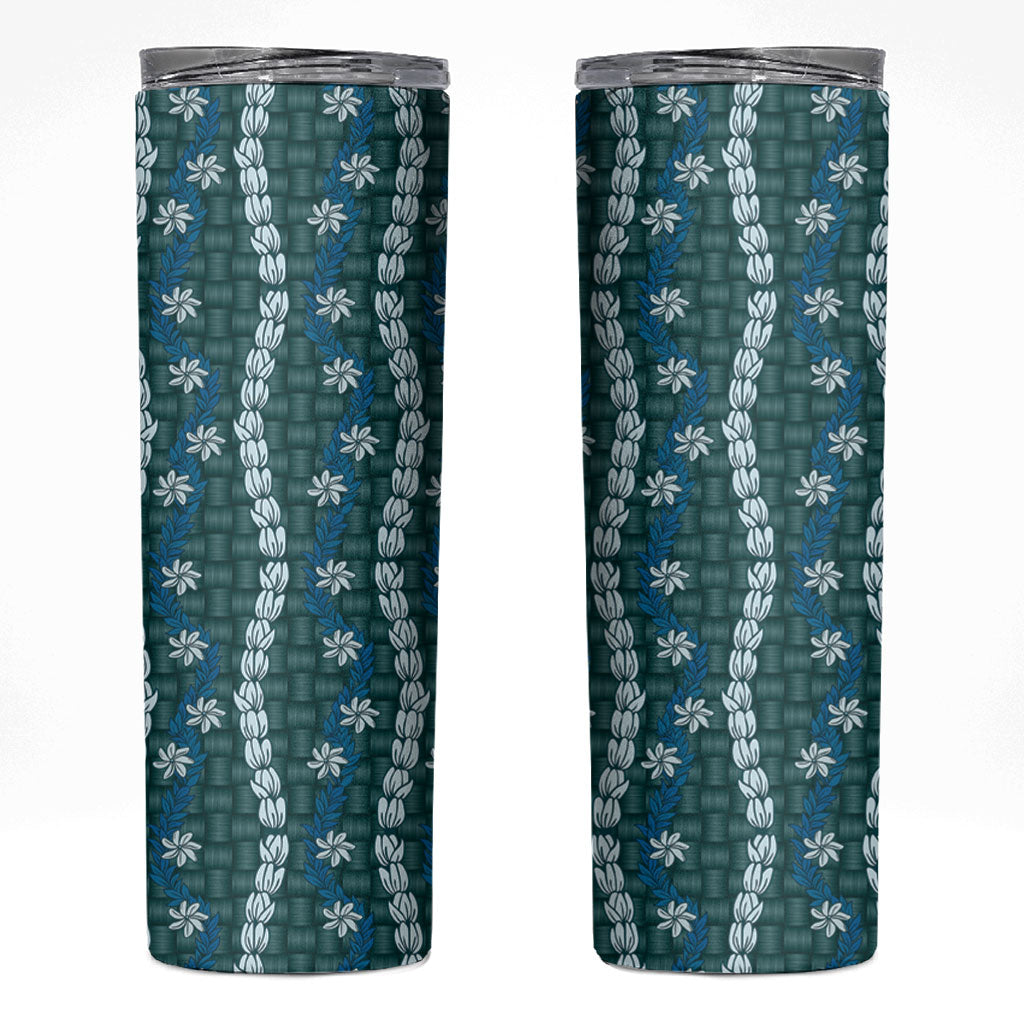Pikake Maile Tiare Lei Skinny Tumbler Polu Lauhala Pattern