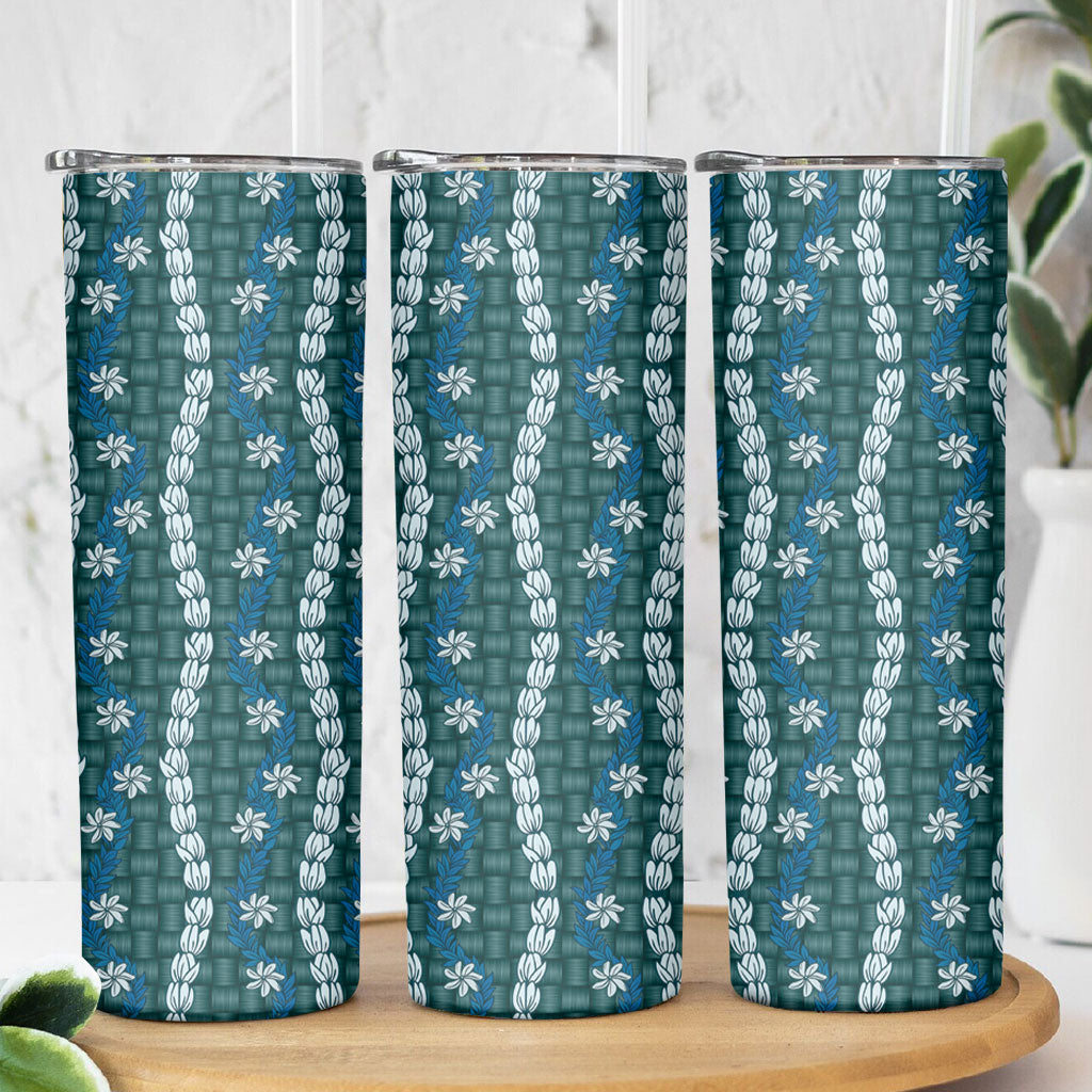 Pikake Maile Tiare Lei Skinny Tumbler Polu Lauhala Pattern