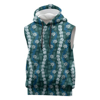 Pikake Maile Tiare Lei Sleeveless Hoodie Polu Lauhala Pattern