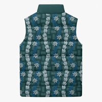 Pikake Maile Tiare Lei Sleeveless Puffer Jacket Polu Lauhala Pattern