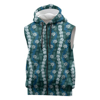 Pikake Maile Tiare Lei Sleeveless Zip Hoodie Polu Lauhala Pattern