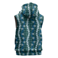Pikake Maile Tiare Lei Sleeveless Zip Hoodie Polu Lauhala Pattern