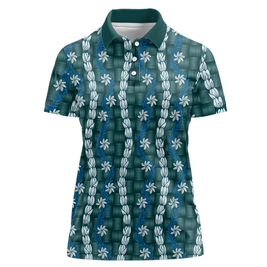 Pikake Maile Tiare Lei Women Polo Shirt Polu Lauhala Pattern
