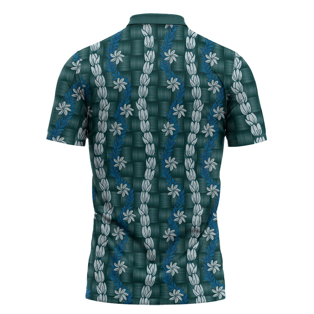 Pikake Maile Tiare Lei Zipper Polo Shirt Polu Lauhala Pattern
